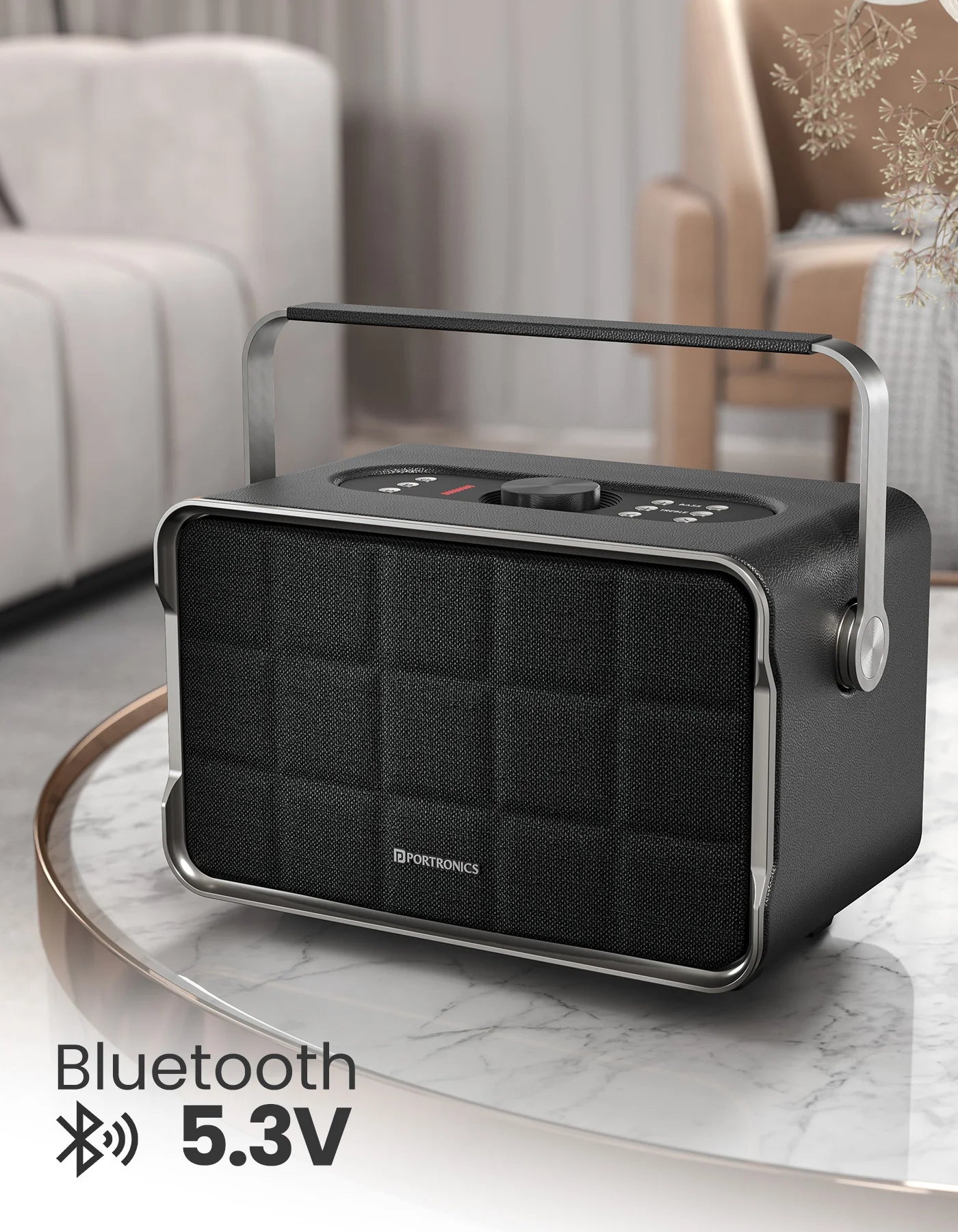 Portonics HARMONY
Bass Boost Technology | Bass/Treble Adjustment | 2.1 Channel | Leather Finish Grey