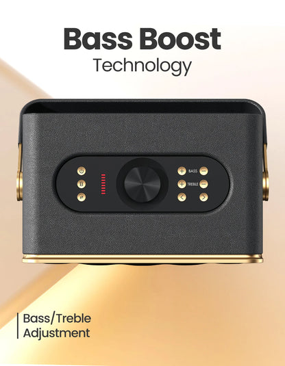 Portonics HARMONY
Bass Boost Technology | Bass/Treble Adjustment | 2.1 Channel | Leather Finish Black & Gold
