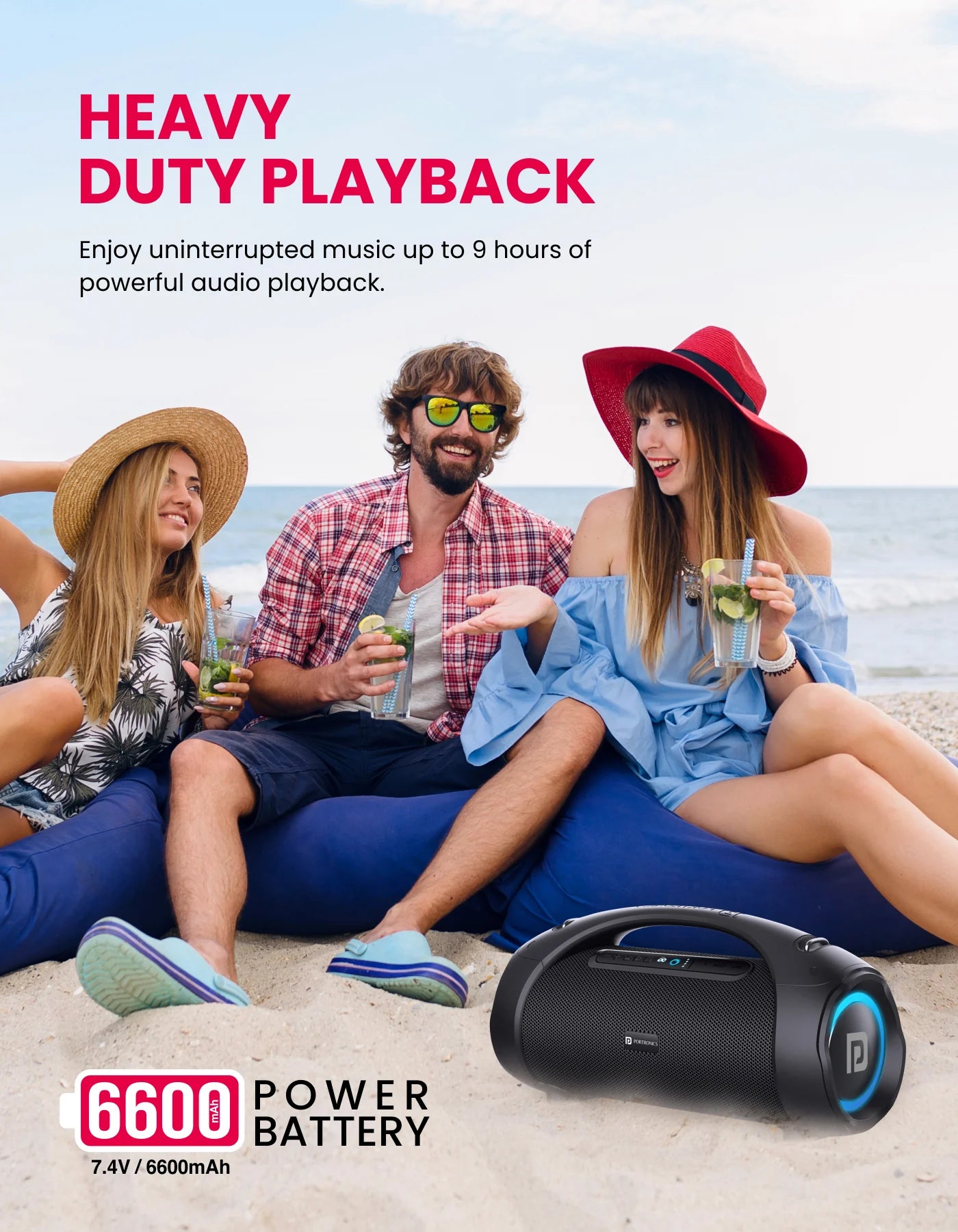 Portonics DASH 12
60W Speaker | Karaoke Mic | Multicolor LED Light | Multiple EQ Modes