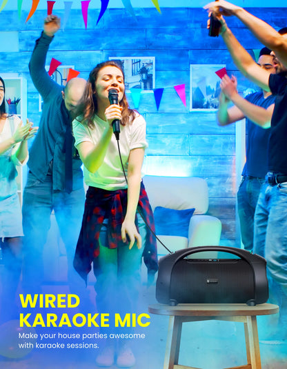 Portonics DASH 12
60W Speaker | Karaoke Mic | Multicolor LED Light | Multiple EQ Modes