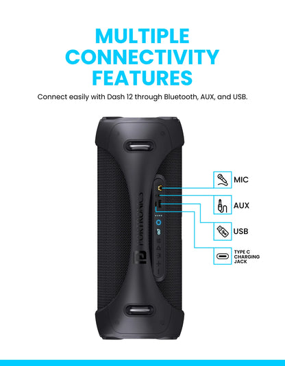 Portonics DASH 12
60W Speaker | Karaoke Mic | Multicolor LED Light | Multiple EQ Modes