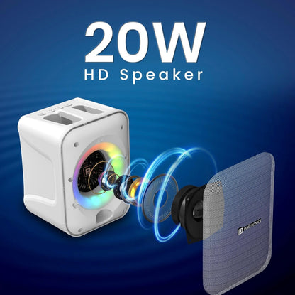 Portonics Apollo One
20W Bluetooth Speaker | Wireless karaoke Mic | Easy Handle Grab | Type C Fast Charging | White