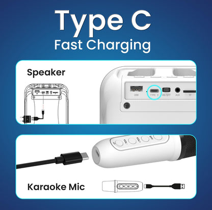 Portonics Apollo One
20W Bluetooth Speaker | Wireless karaoke Mic | Easy Handle Grab | Type C Fast Charging | White
