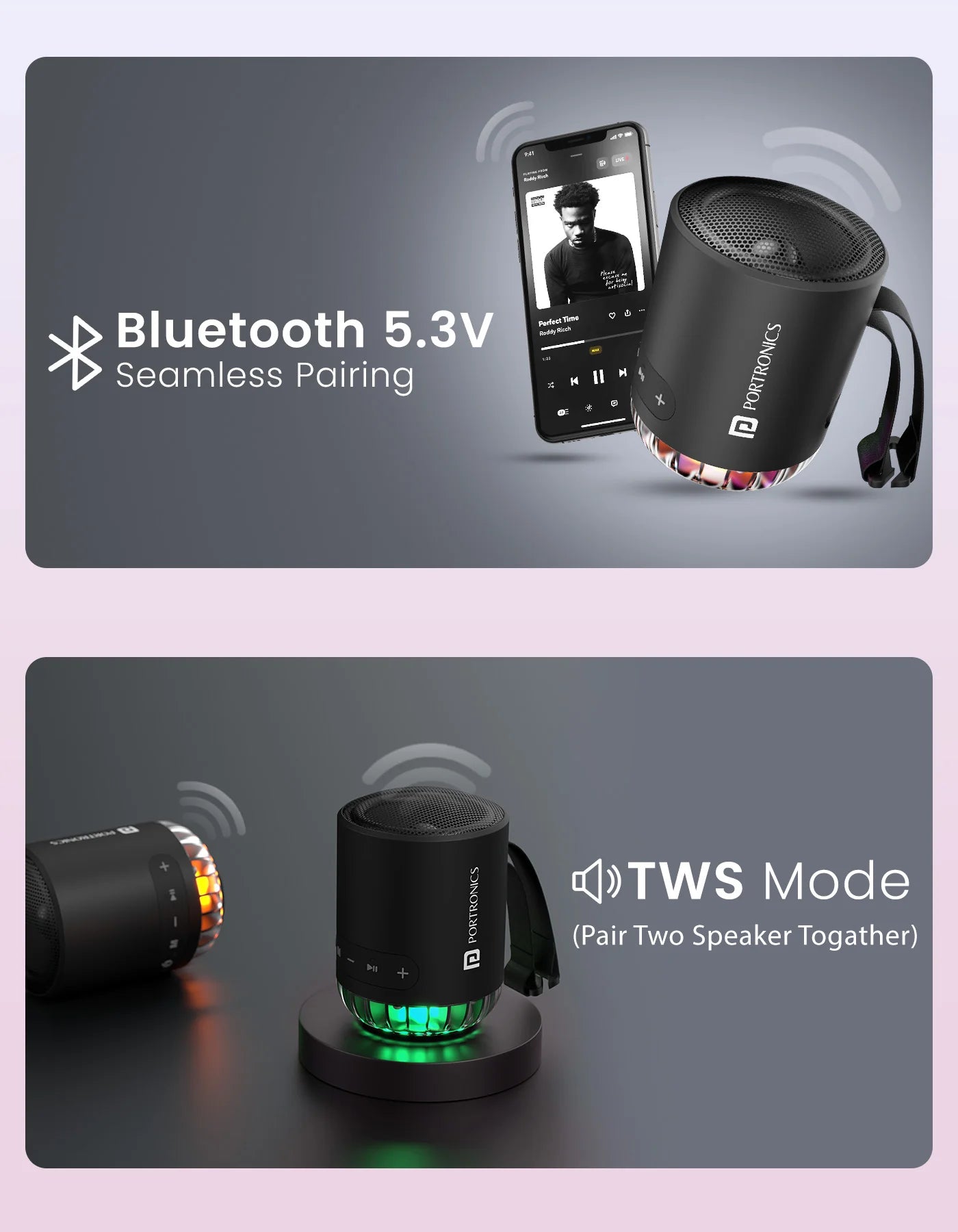 Portonics Soundpot Pro | 20w Sound Output 
RGB LED Lights | Upto 5 Hours Playtime | Immersive Sound | Type C Fast Charging
