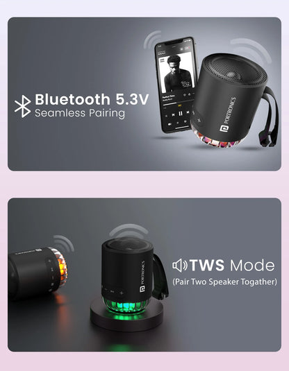 Portonics Soundpot Pro | 20w Sound Output 
RGB LED Lights | Upto 5 Hours Playtime | Immersive Sound | Type C Fast Charging