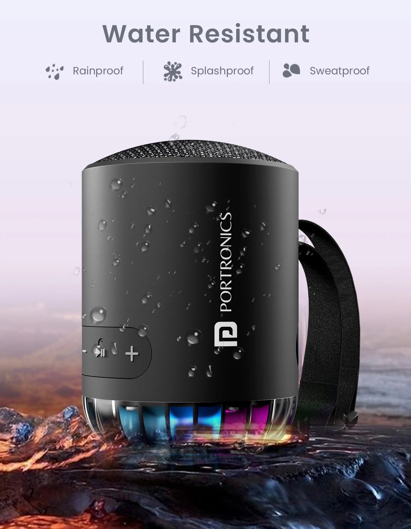 Portonics Soundpot Pro | 20w Sound Output 
RGB LED Lights | Upto 5 Hours Playtime | Immersive Sound | Type C Fast Charging