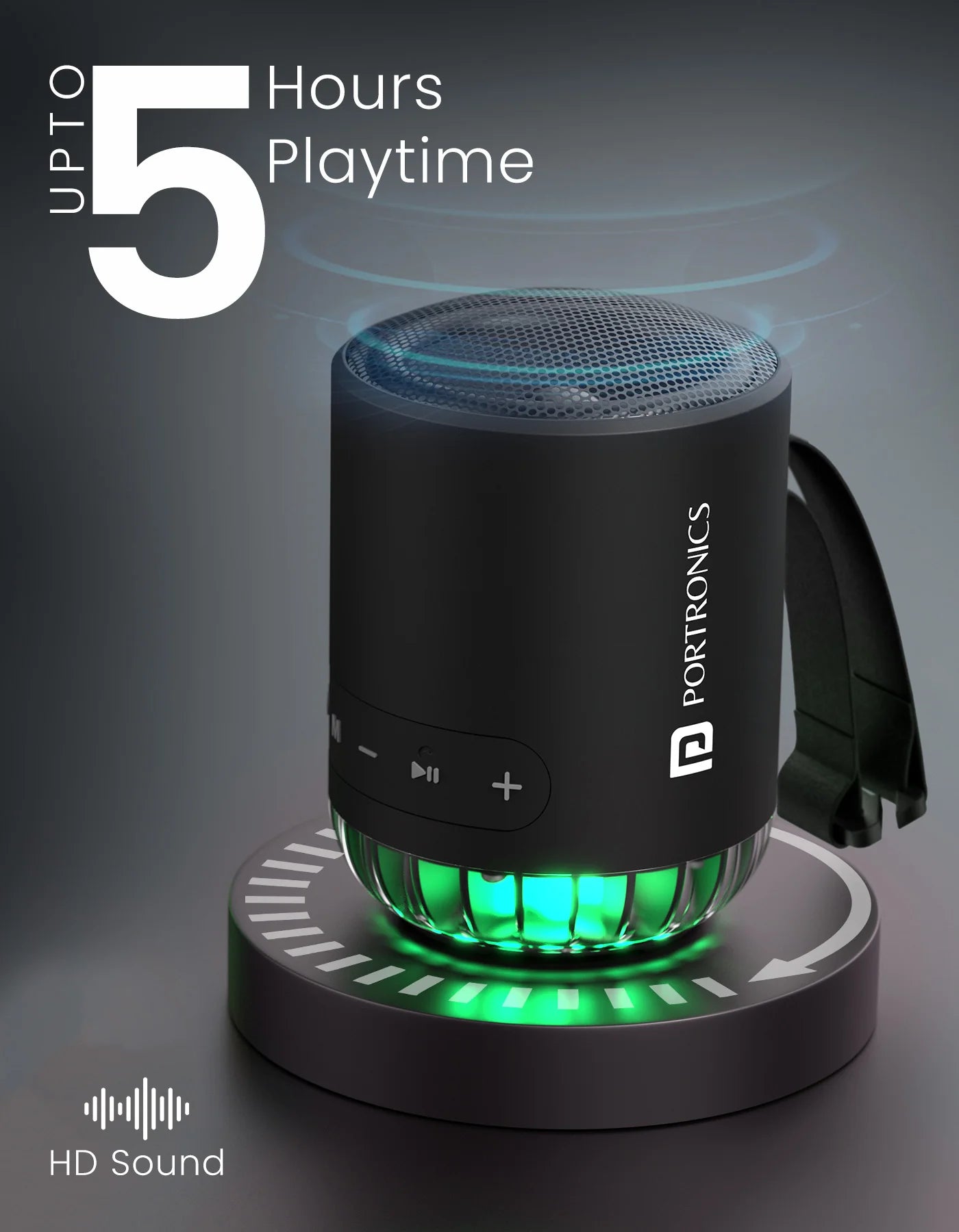 Portonics Soundpot Pro | 20w Sound Output 
RGB LED Lights | Upto 5 Hours Playtime | Immersive Sound | Type C Fast Charging