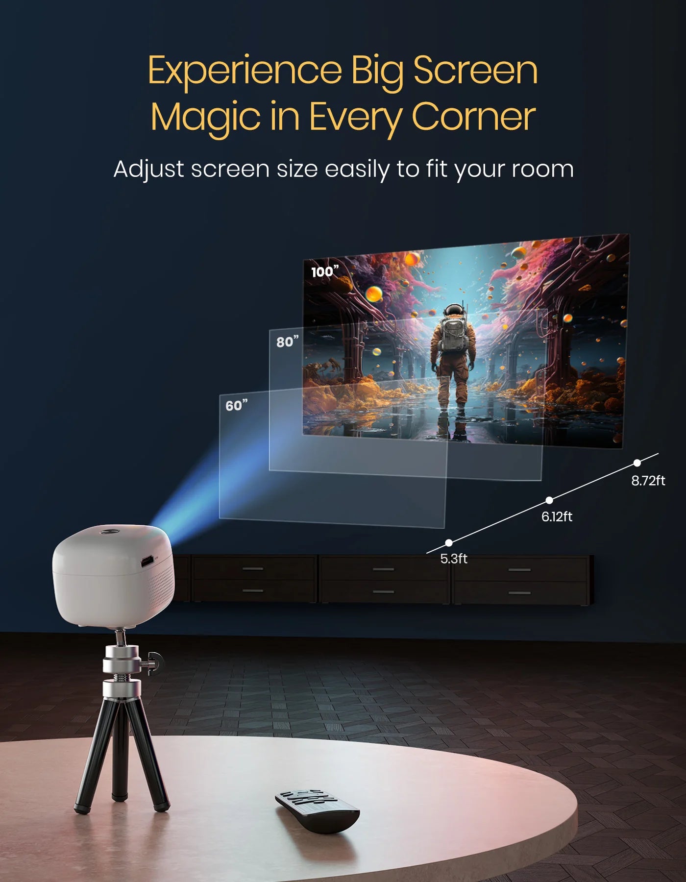 Portonics Pico 14
720P Full HD | Upto 100” Display Projection | Dual Band Wifi/Bluetooth 5.4 | Android 13 OS Based