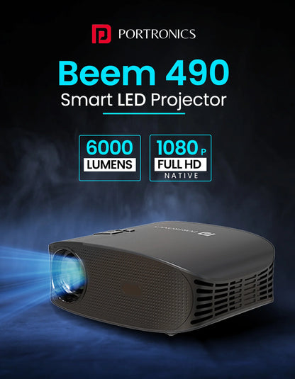Portonics Beem 490
Streaming Apps | 1080p Full HD | 6000 Lumens | 5W Speaker