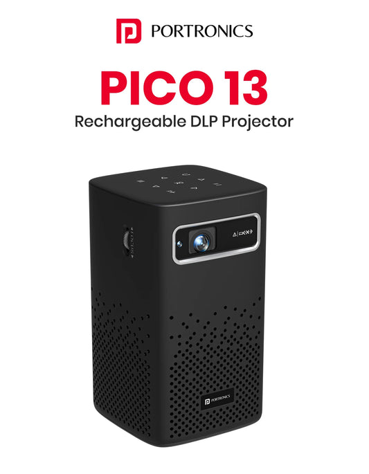 Portonics Pico 13
4K UHD Support | 3500 Lumens | Rechargeable | DLP Technology