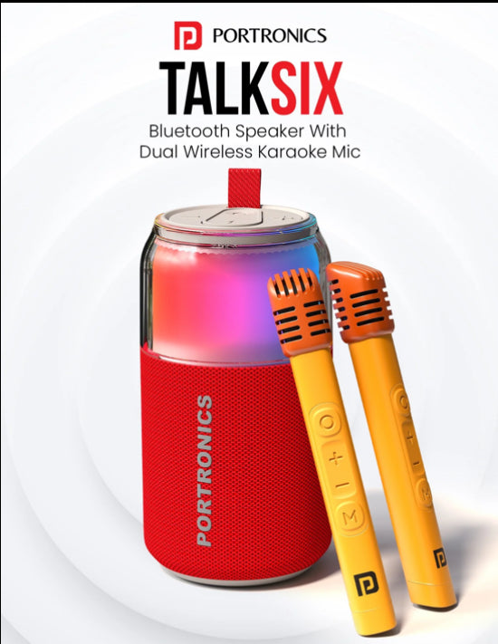 Portonics Talk Six
10W Bluetooth Speaker | Upto 4 Hours Playtime | 360 Degree LED Light | Bluetooth Version 5.3