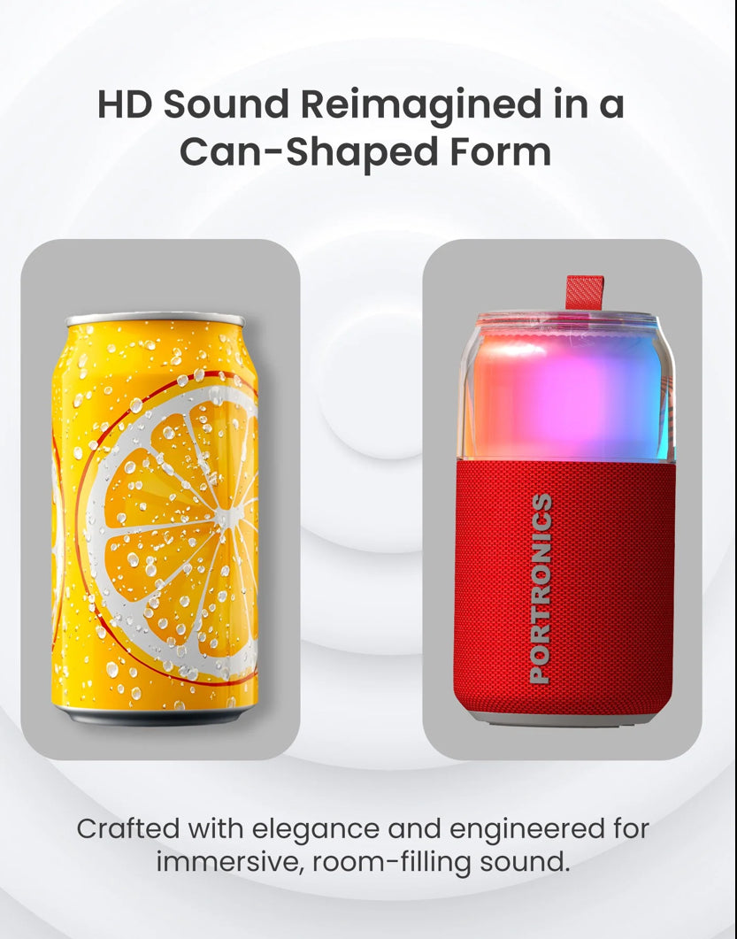 Portonics Talk Six
10W Bluetooth Speaker | Upto 4 Hours Playtime | 360 Degree LED Light | Bluetooth Version 5.3