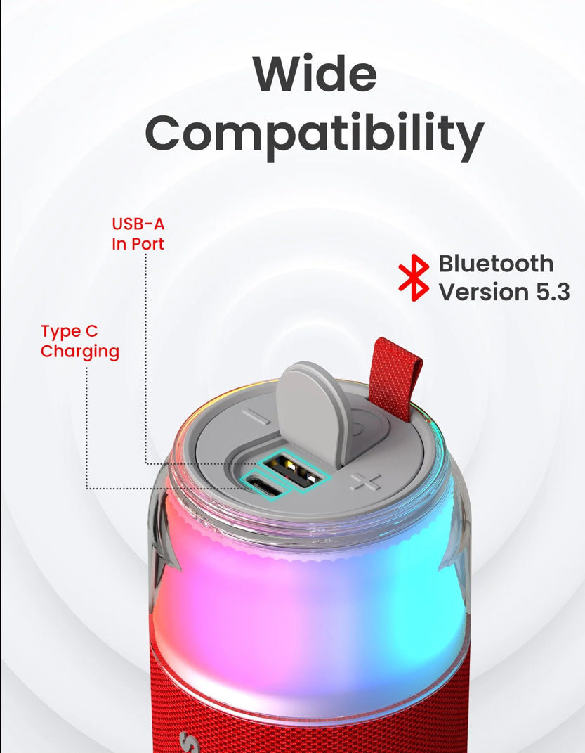 Portonics Talk Six
10W Bluetooth Speaker | Upto 4 Hours Playtime | 360 Degree LED Light | Bluetooth Version 5.3