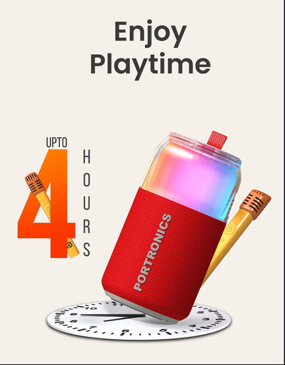 Portonics Talk Six
10W Bluetooth Speaker | Upto 4 Hours Playtime | 360 Degree LED Light | Bluetooth Version 5.3