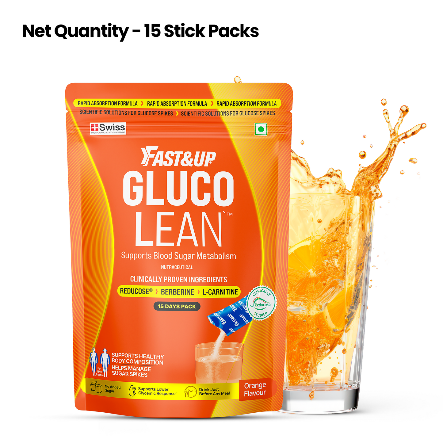 Fast&Up Glucolean For Low Glycaemic Response – Nature's GLP-1 - Orange