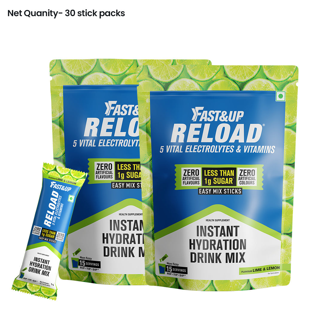 Fast&Up Reload - Low Sugar Instant Hydration Sticks - Lime & Lemon