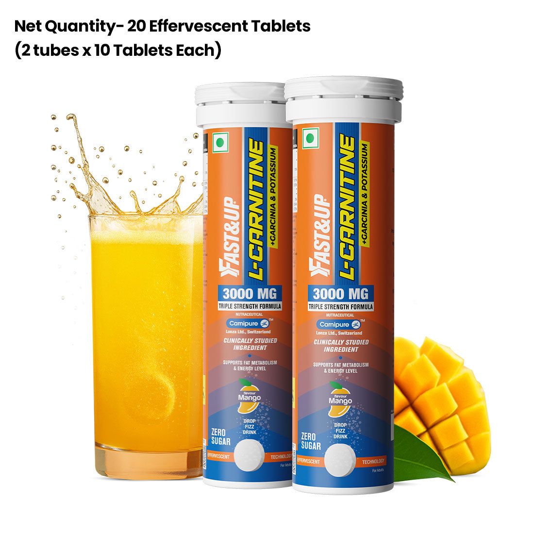 Fast&Up L-Carnitine 3000mg for Weight Loss - Mango