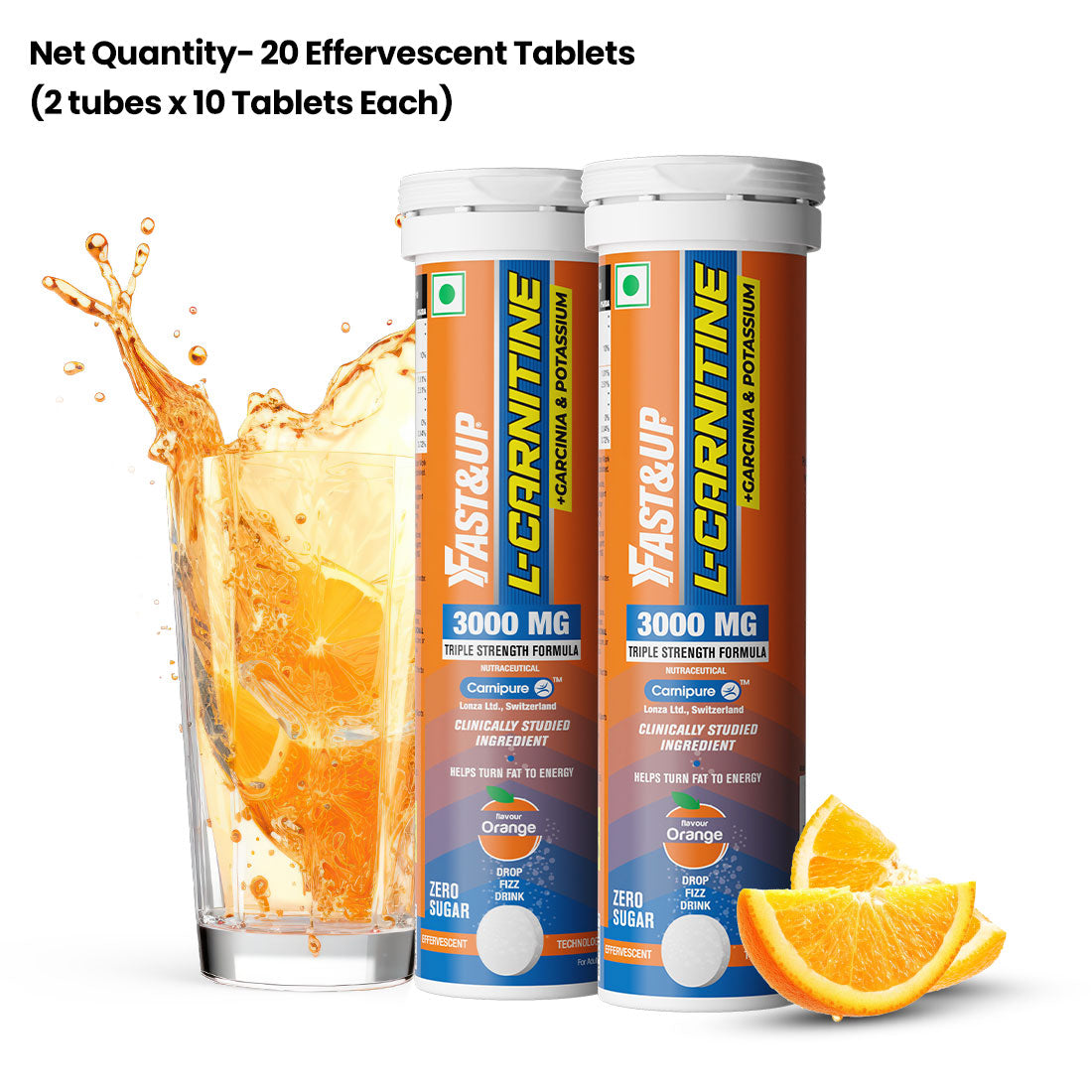 Fast&Up L-Carnitine 3000mg for Weight Loss - Orange