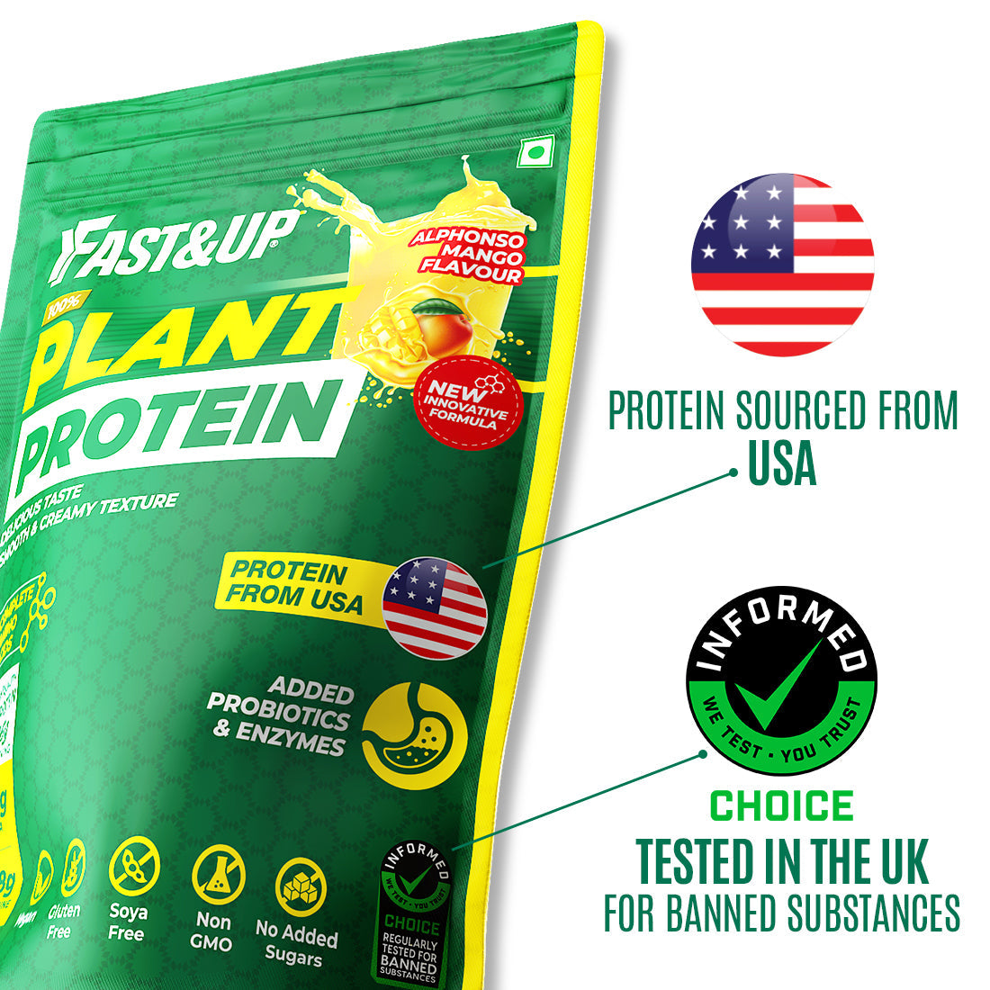 Fast&Up Plant Protein - Alphonso Mango - 25 Servings