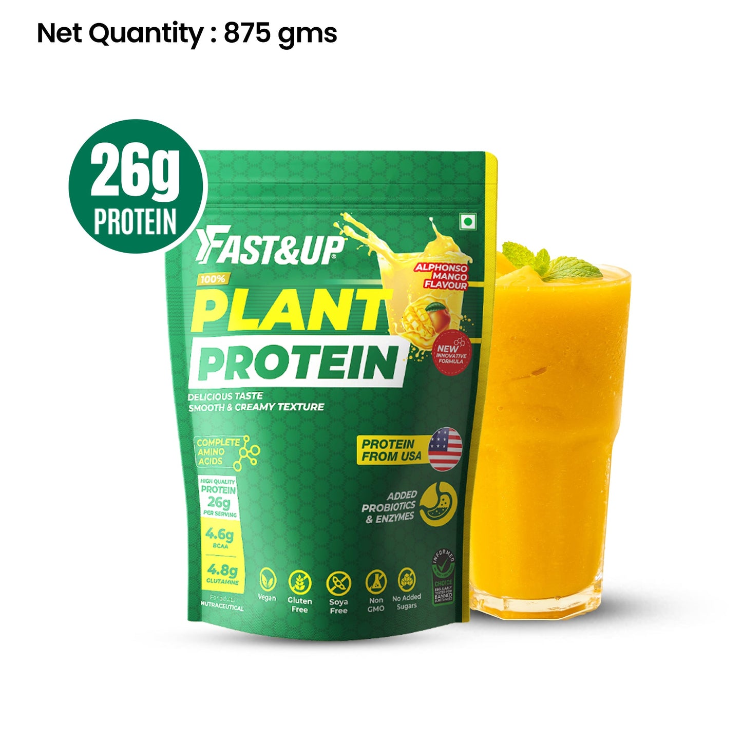 Fast&Up Plant Protein - Alphonso Mango - 25 Servings