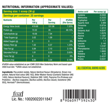 Fast&Up Plant Protein - Strawberry Blast - 25 Servings