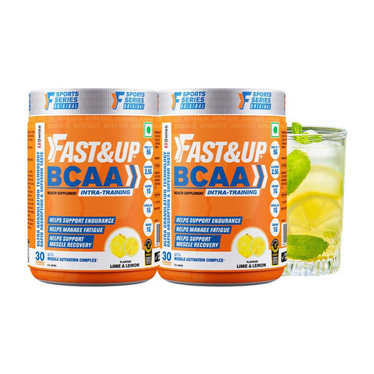 Fast&Up BCAA Advanced Lime & Lemon 30 Servings 450 gms Jar Combo of 2