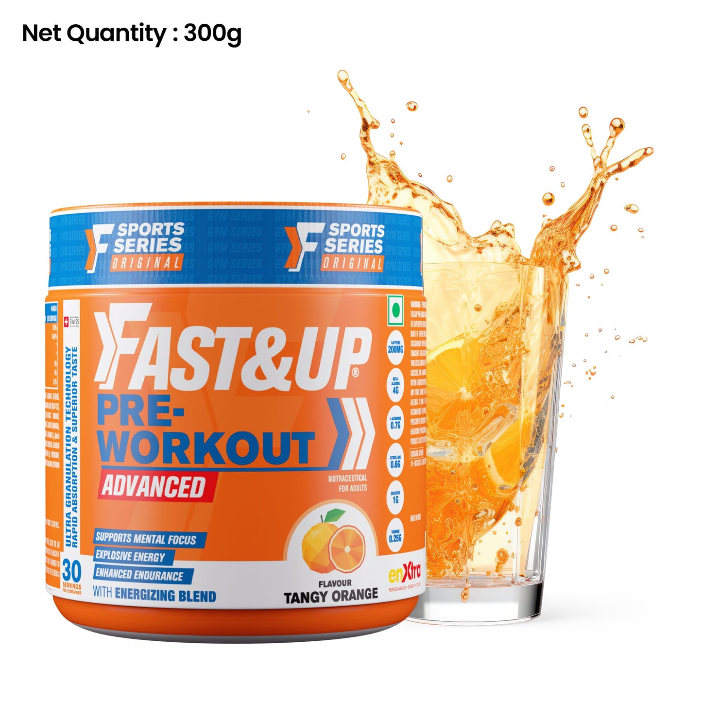 Fast&Up Pre Workout - Orange Flavour - 30 Servings